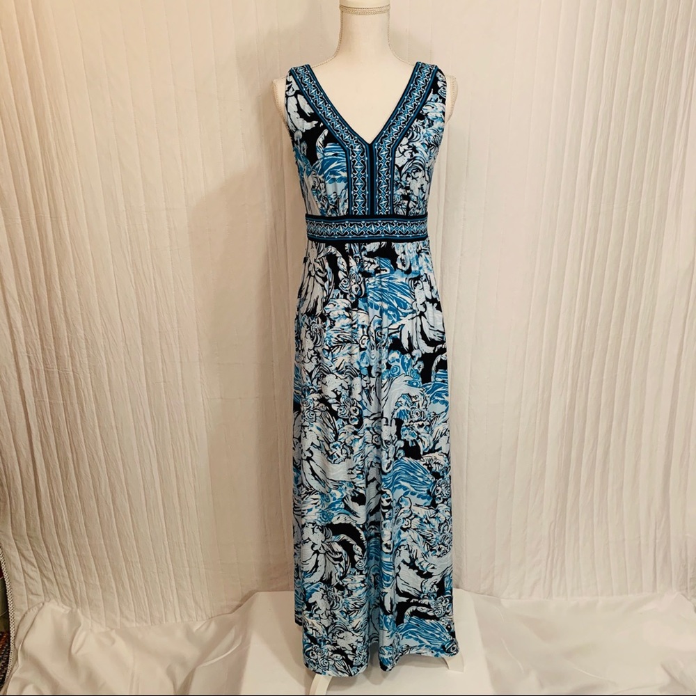 ECI New York Blue & White Maxi Dress